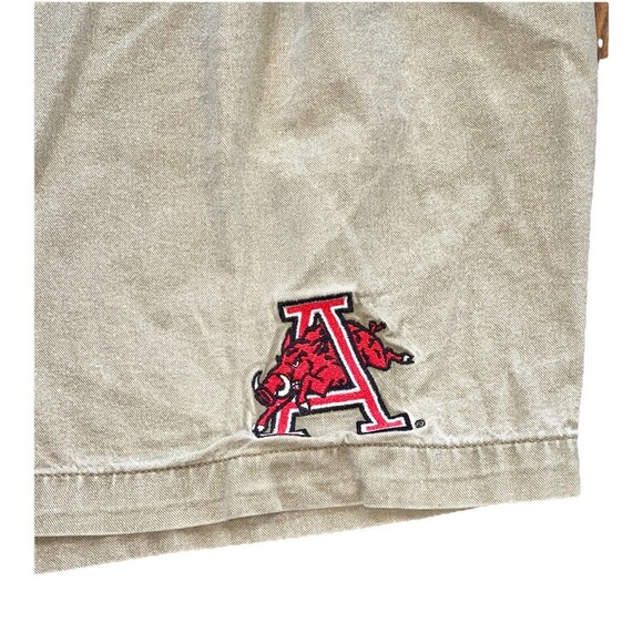 Vintage Arkansas Razorbacks Embroidered Khaki Shorts - Picture 3 of 3